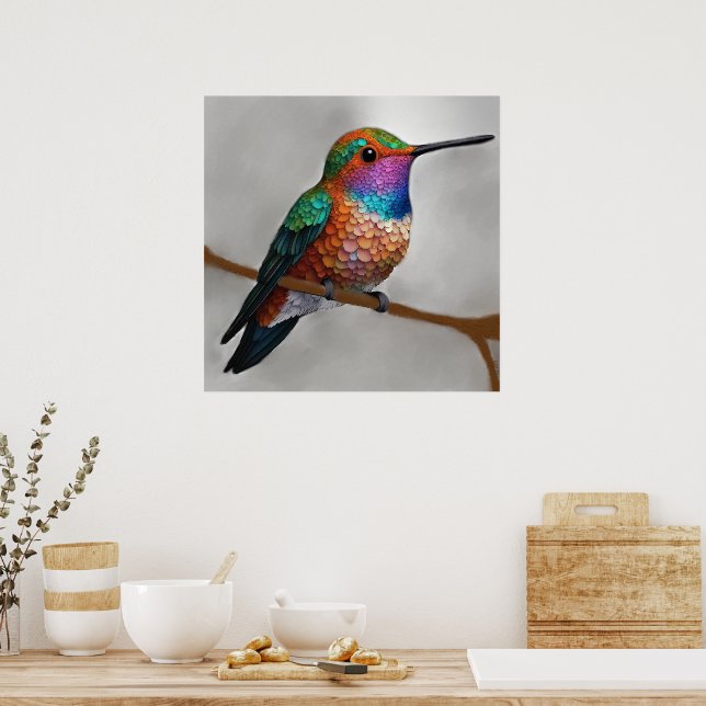 Póster Vibrant Allen’s Hummingbird Painting (Cocina)