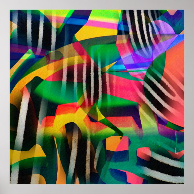 Póster vibrant color mixed digital pattern design made wi (Frente)