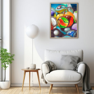 Póster Vibrant Colored Marbles Fine Wall Art - 20x25cm