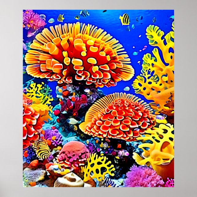 Póster Vibrant Coral Reef Sea Wonder Art (Frente)
