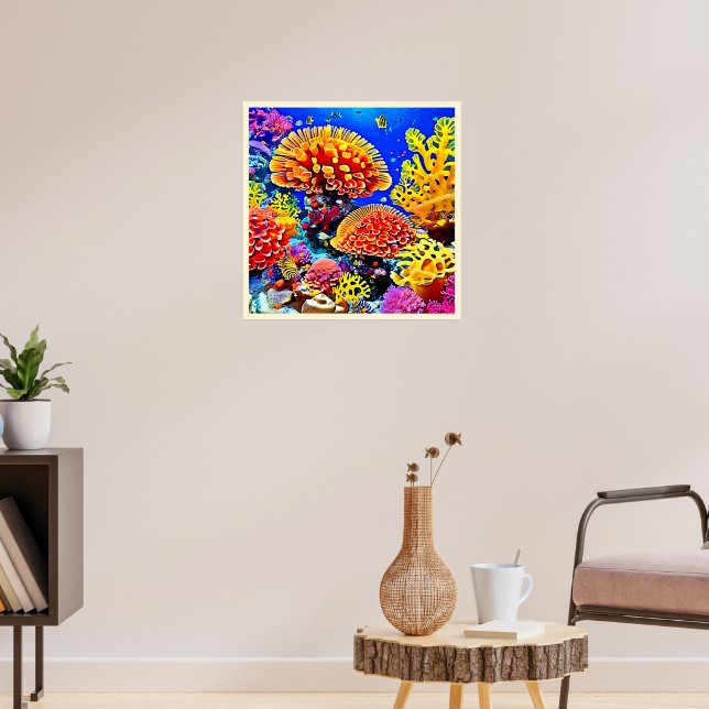 Póster Vibrant Coral Reef Sea Wonder Art (Salón 3)