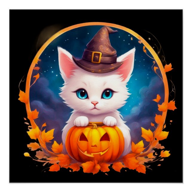 Póster Vibrant cute kitten halloween (Anverso)