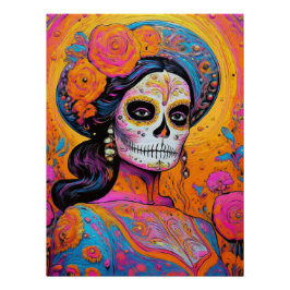 Póster Vibrant Dia de los Muertos in Charro Outfi