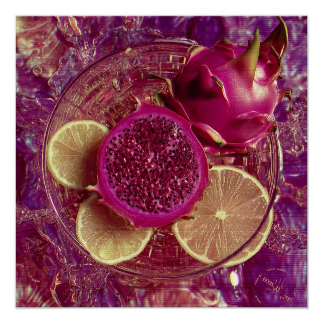 Póster Vibrant Dragon Fruit Lemon Bowl (Anverso)