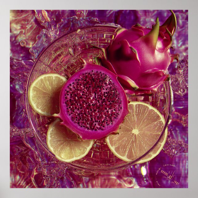 Póster Vibrant Dragon Fruit Lemon Bowl (Frente)