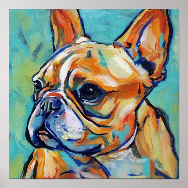 Póster Vibrant Expressionist Frenchie Pop Art Portrait (Frente)