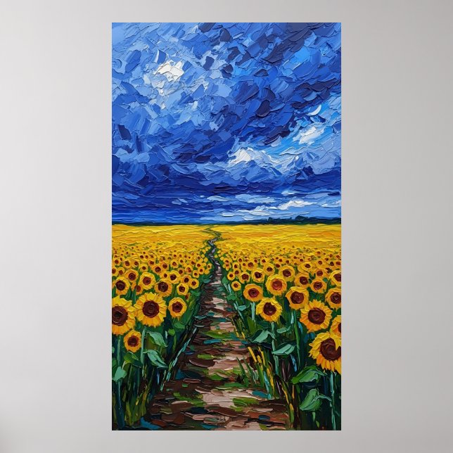 Póster Vibrant Expressionist Sunflower Field Painting (Frente)