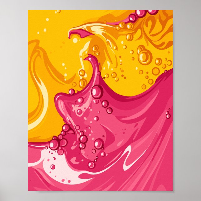 Póster Vibrant Fusion of Pink and Golden Liquid Energy (Frente)