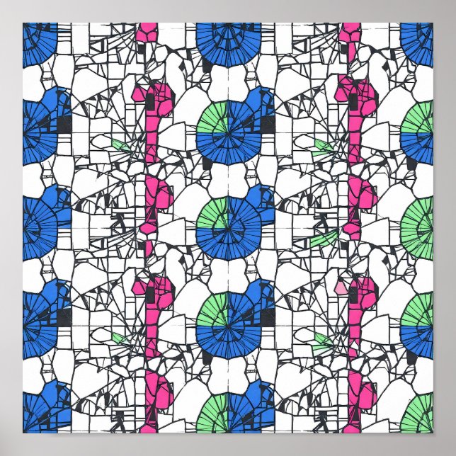 Póster Vibrant Geometric Abstract Seamless Fabric Paper (Frente)