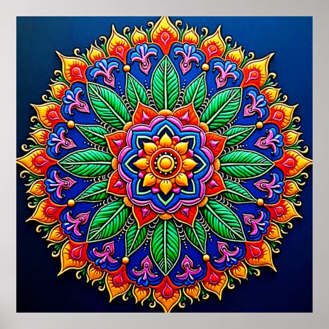Póster Vibrant Mandala Artistry (Frente)