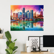 Vibrant Miami Abstract Art Poster