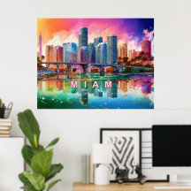 Vibrant Miami Abstract Art Poster