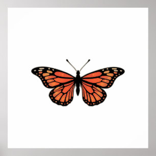 Póster Vibrant Monarch Butterfly Illustration on Light Ba