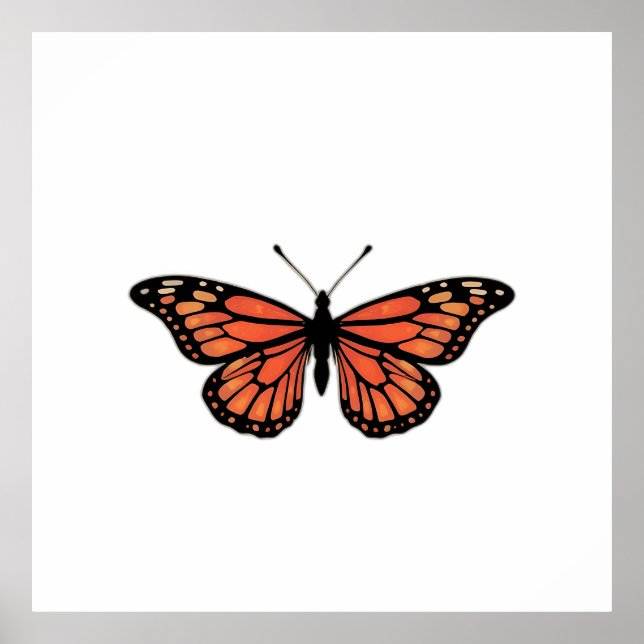 Póster Vibrant Monarch Butterfly Illustration on Light Ba (Frente)