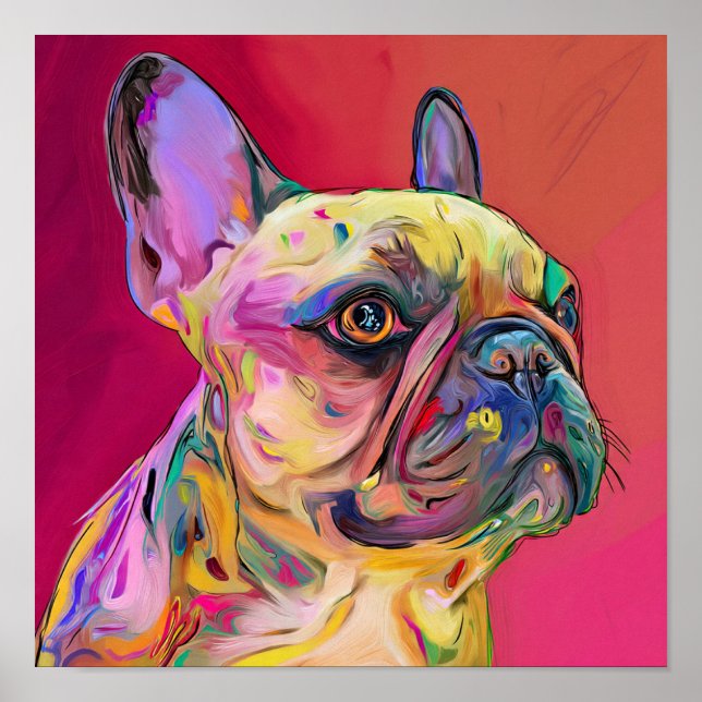 Póster Vibrant Neon German Shepherd Pop Art Portrait (Frente)