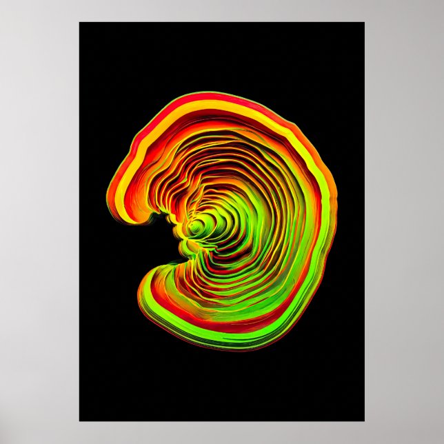 Póster Vibrant Neon Thermal Topography Abstract 3D (Frente)
