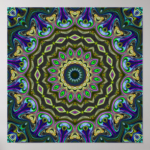 Póster vibrant peace mandala pattern background