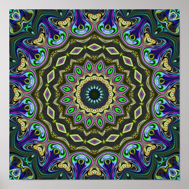 Póster vibrant peace mandala pattern background (Frente)