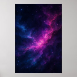 Póster Vibrant Pink & Blue Galaxy Nebula – Deep Space