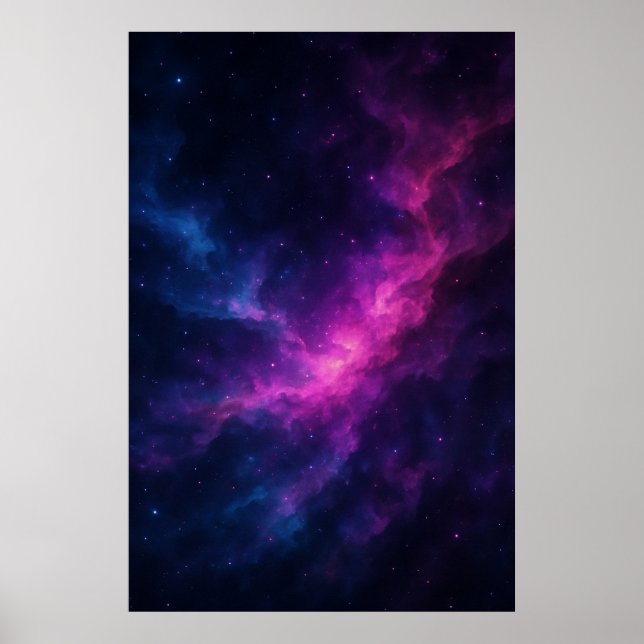 Póster Vibrant Pink & Blue Galaxy Nebula – Deep Space (Frente)
