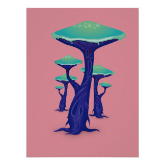 Póster Vibrant Pop Art Mushrooms