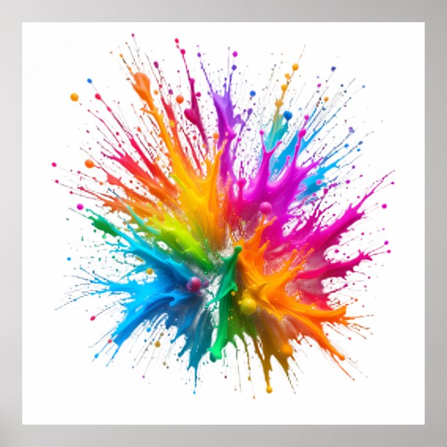 Póster Vibrant Rainbow Paint Splatter Explosion (Frente)