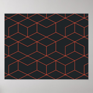 Póster Vibrant, retro, simple, cool, trendy cube pattern