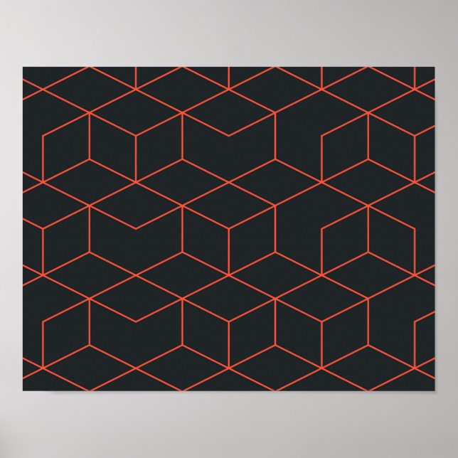 Póster Vibrant, retro, simple, cool, trendy cube pattern (Frente)