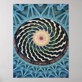 Póster Vibrant spiral pattern on ceiling of a temple