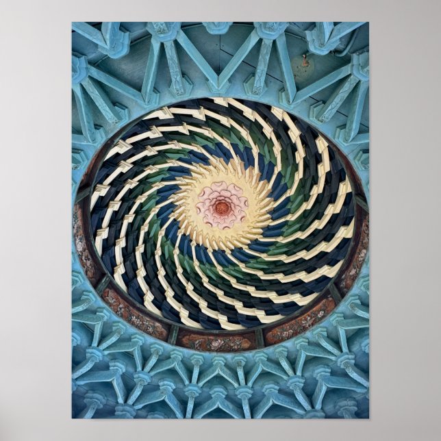 Póster Vibrant spiral pattern on ceiling of a temple (Frente)