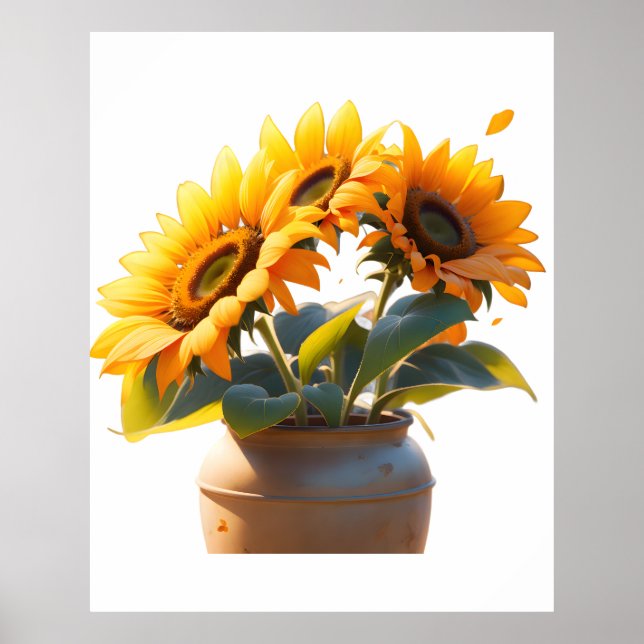 Póster Vibrant Sunflowers in a Rustic Pot (Frente)