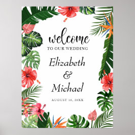 Póster Vibrant Tropical Frame Wedding Welcome Sign