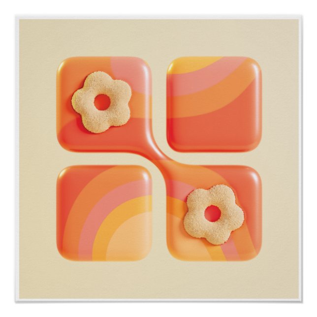 Póster Vibrant Tufted Flower 3D Art Print - Square Format (Anverso)