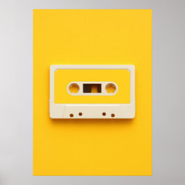 Póster Vibrant Yellow Pop Art Cassette Tape