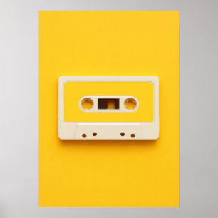 Póster Vibrant Yellow Pop Art Cassette Tape