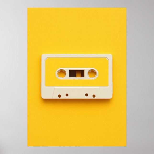 Póster Vibrant Yellow Pop Art Cassette Tape (Frente)