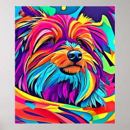 Póster Vibrant Yorkie Pop Art