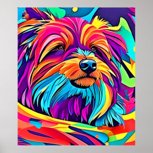 Póster Vibrant Yorkie Pop Art