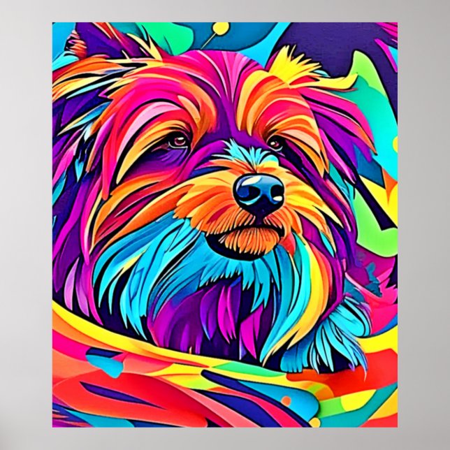 Póster Vibrant Yorkie Pop Art (Frente)