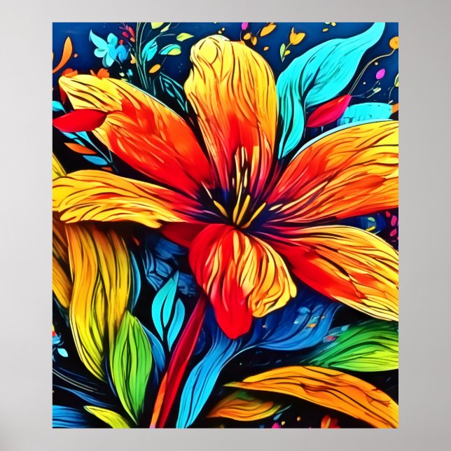 Póster Vibrante Abstract Floral Burst (Frente)