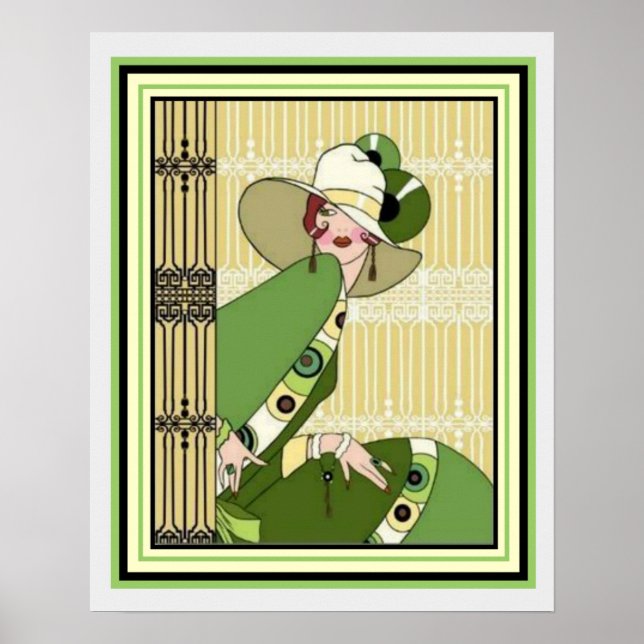 Póster Vibrante Art Deco Fashion Ad 16 x 20 (Frente)