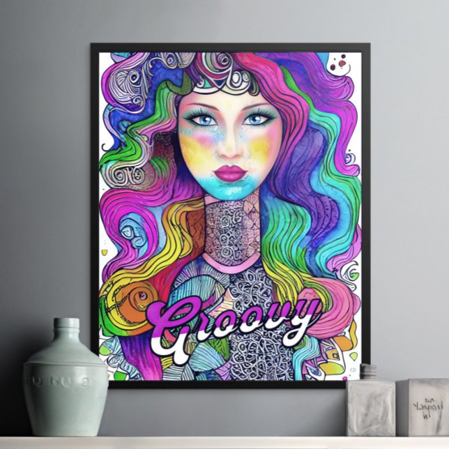 Póster Vibrante artista Groovy mujer Poster psicodélica (Subido por el creador)