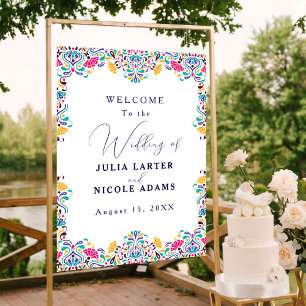 Póster Vibrante Boda de Arcoíris al Estilo Fiesta Mexican