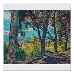 Póster Vibrante bosque otoñal