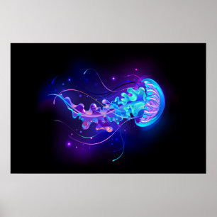 Póster Vibrante color Glustre medusas