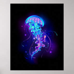Póster Vibrante color Glustre medusas