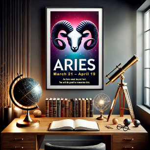 Póster vibrante del signo zodiacal Aries