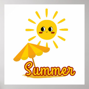 Póster Vibrante diseño veraniego de sol