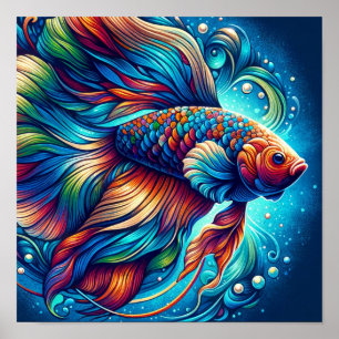 Póster Vibrante Elegancia Acuática El Pescado Agradable
