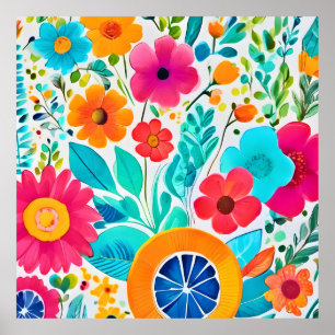 Póster Vibrante Fiesta Floral